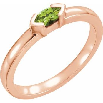 14K Rose Peridot Marquise Stackable Family Ring Ref 16232329