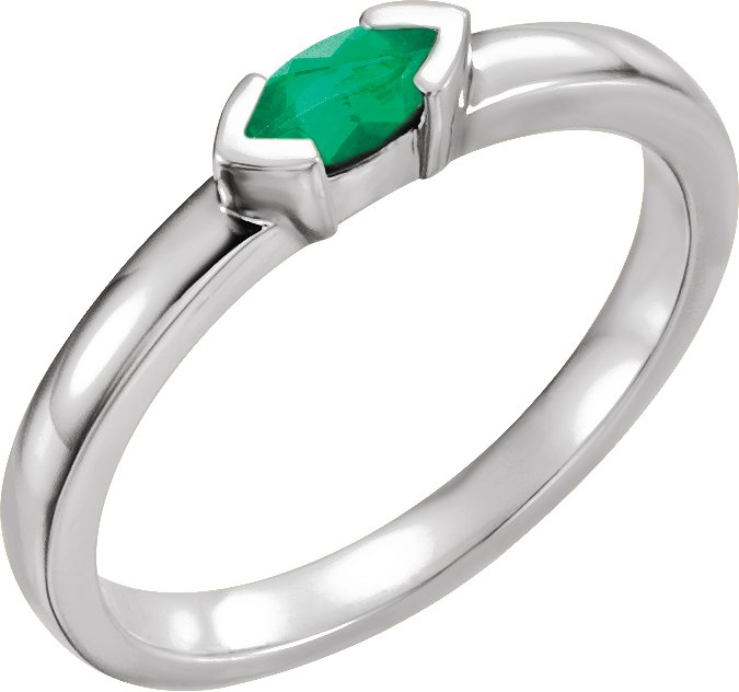 14K White Emerald Marquise Stackable Family Ring Ref 16232319