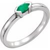 14K White Chatham Created Emerald Marquise Stackable Family Ring Ref 16232351