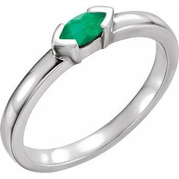 14K White Emerald Marquise Stackable Family Ring Ref 16232319
