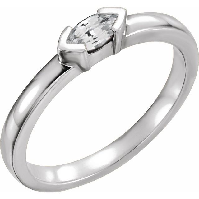 Sterling Silver Natural White Sapphire Family Stackable Ring