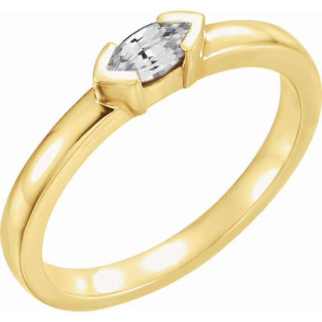 14K Yellow Natural White Sapphire Family Stackable Ring