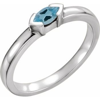 Sterling Silver Aquamarine Marquise Stackable Family Ring Ref 16232314