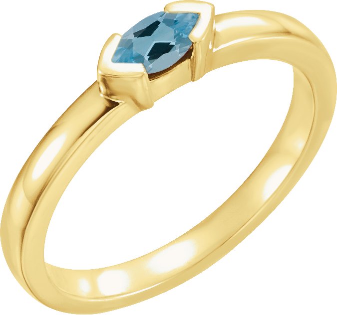 14K Yellow Aquamarine Marquise Stackable Family Ring Ref 16232312