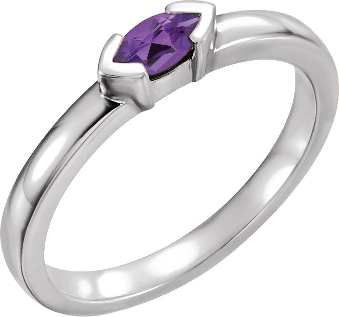 14K White Amethyst Marquise Stackable Family Ring Ref 16232307
