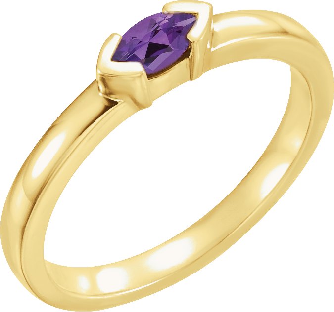 14K Yellow Amethyst Marquise Stackable Family Ring