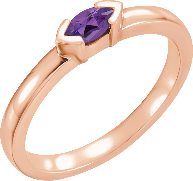 14K Rose Amethyst Marquise Stackable Family Ring Ref 16232309