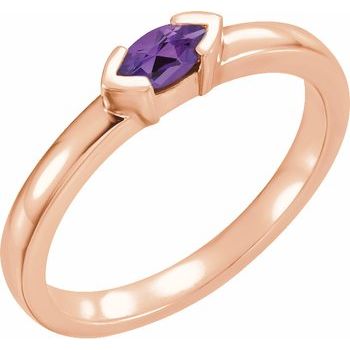 14K Rose Amethyst Marquise Stackable Family Ring Ref 16232309