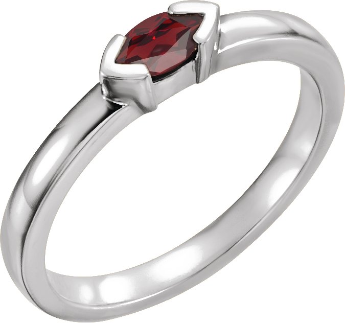 Sterling Silver Mozambique Garnet Marquise Stackable Family Ring Ref 16232306