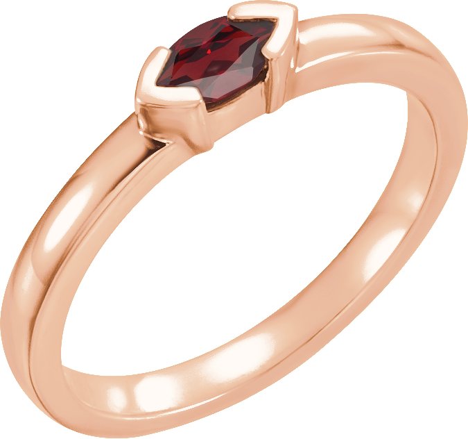 14K Rose Mozambique Garnet Marquise Stackable Family Ring Ref 16232305