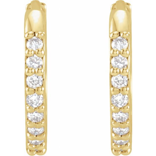 14K Yellow 1/8 CTW Natural Diamond 12.5 mm Huggie Earrings