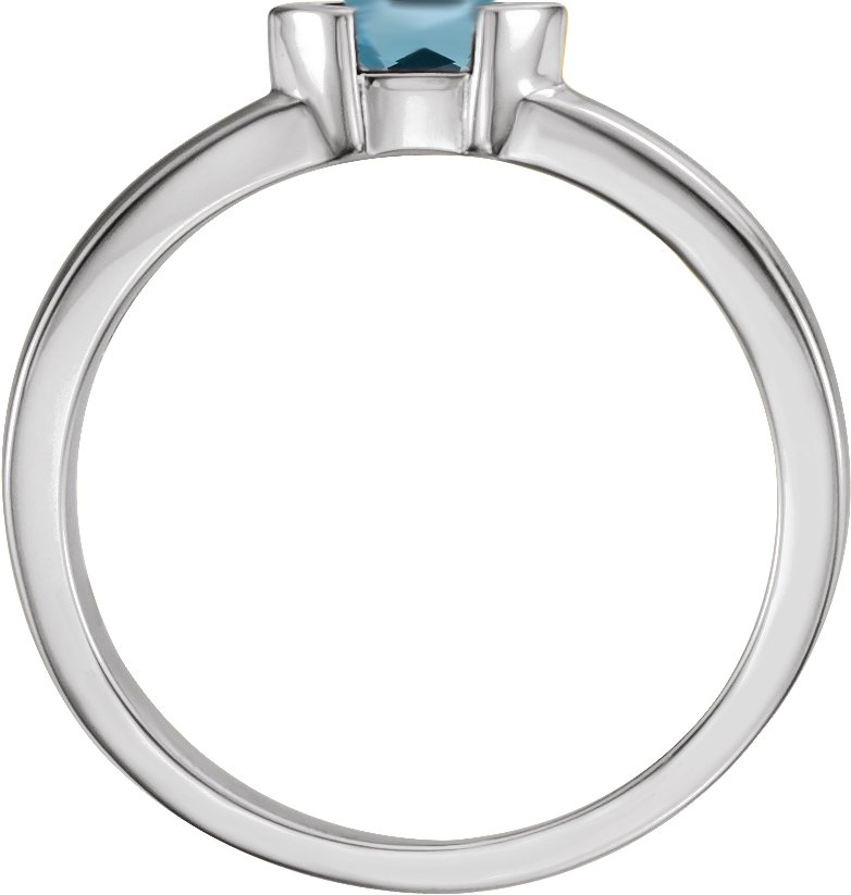 14K White Aquamarine Marquise Stackable Family Ring