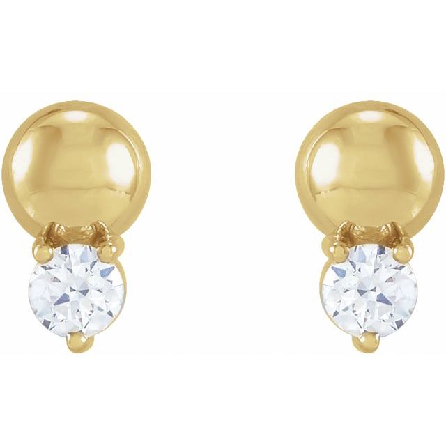 14K Yellow 1/8 CTW Natural Diamond Bead Earrings