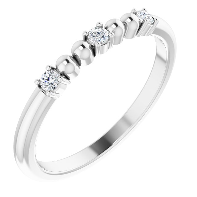 14K White 1/10 CTW Natural Diamond Bead Ring