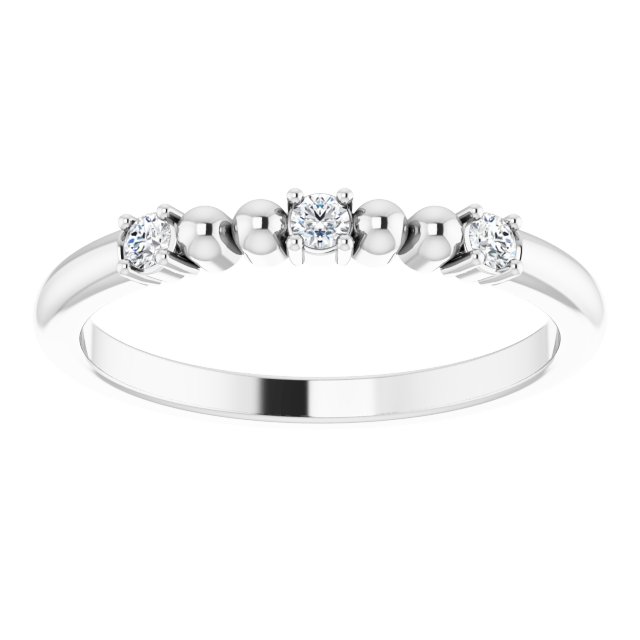 14K White 1/10 CTW Diamond Bead Ring
