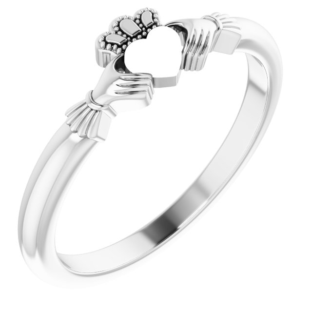 14K White/Rose Claddagh Ring