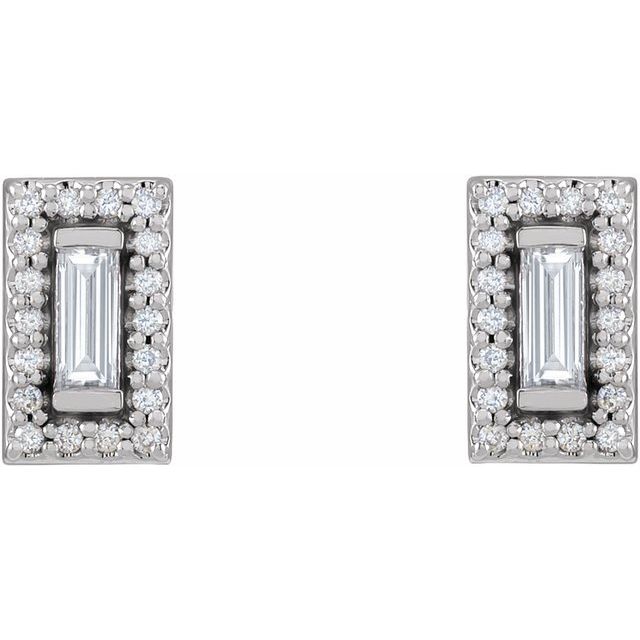 14K White 1/5 CTW Natural Diamond Halo-Style Earrings