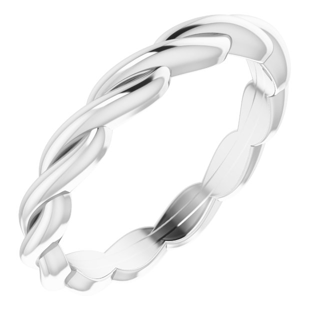 14K White Woven-Design Band Size 4