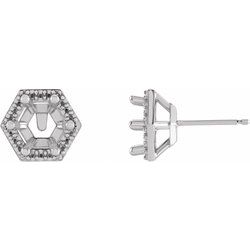 Halo-Style Hexagon Earrings