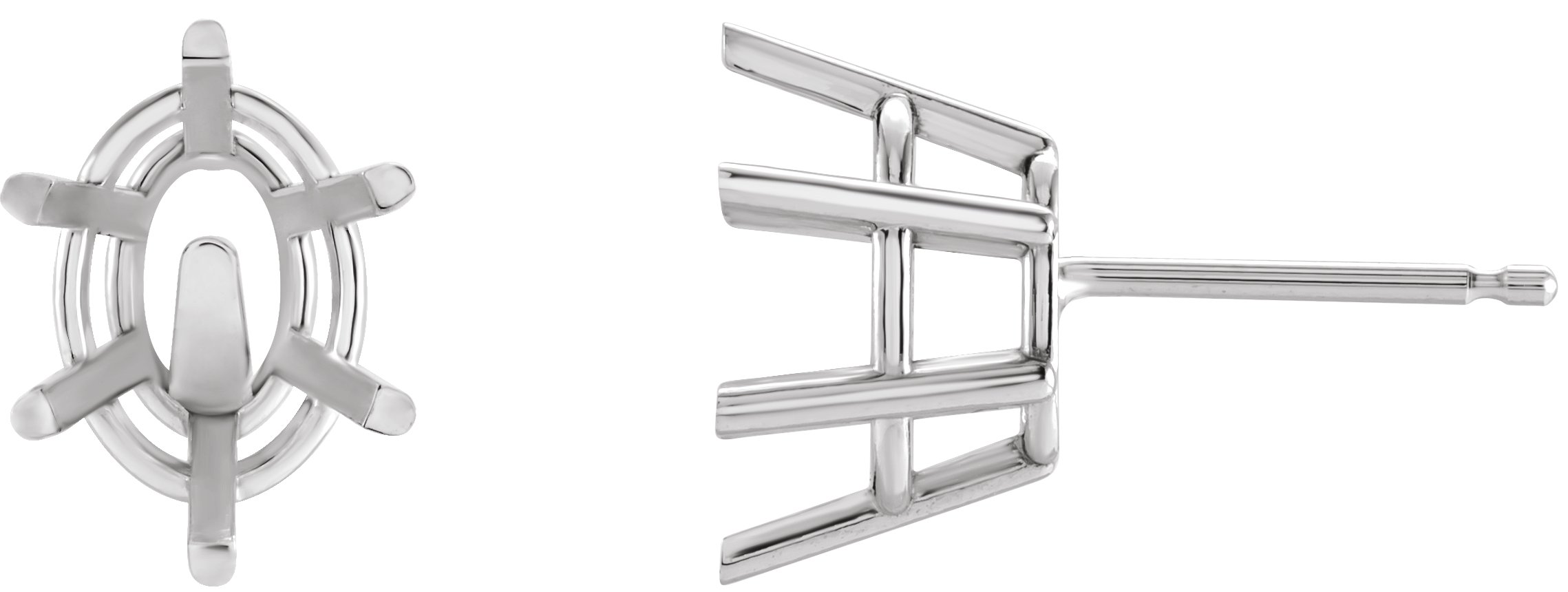 Oval 6-Prong Stud Earrings