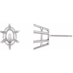 Oval 6-Prong Tapered Basket Earrings