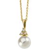 Pearl and Diamond Pendant on 18 inch Cable Chain 7mm .06 CTW Ref 142149