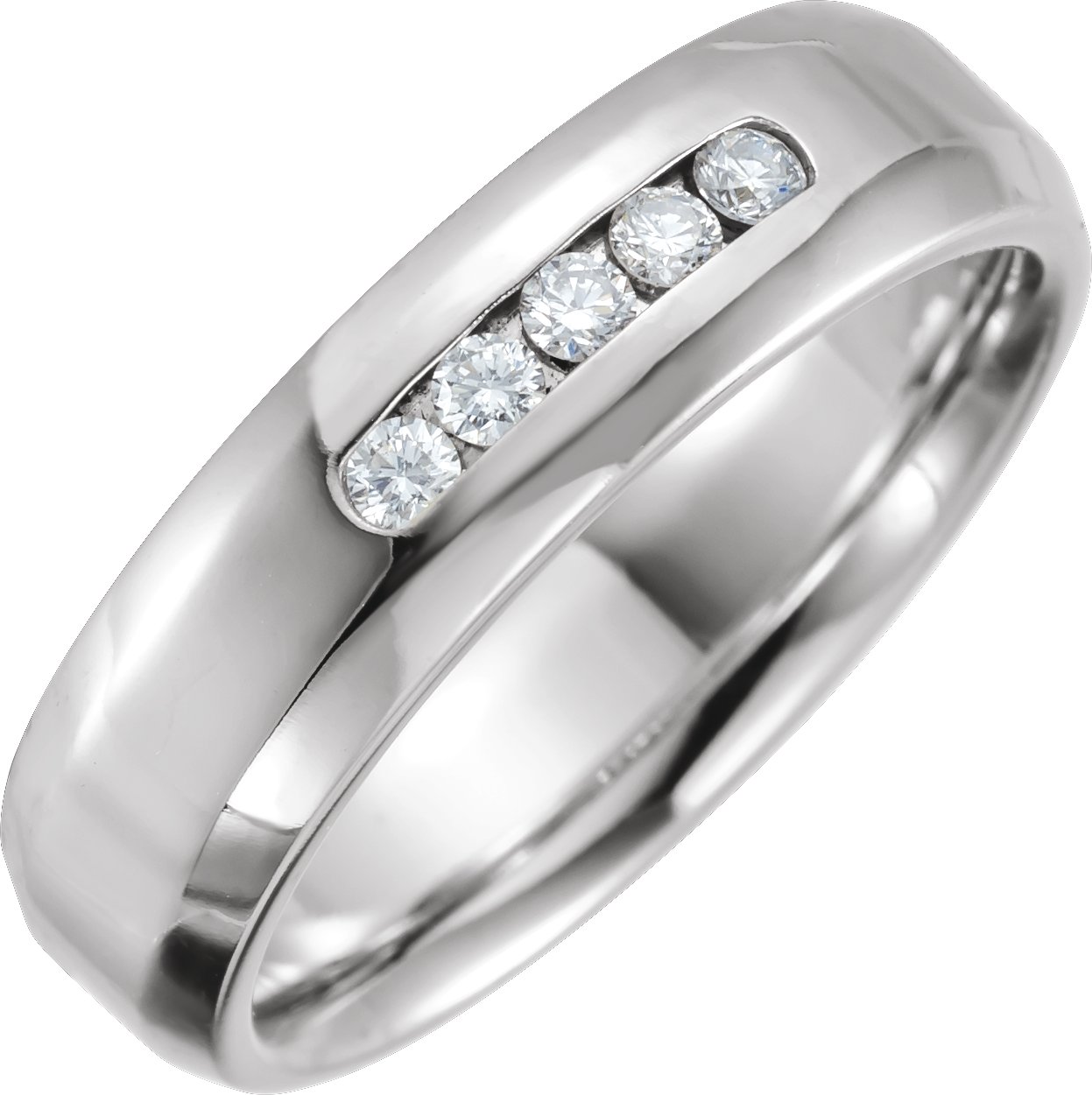 1/5 CTW Natural Diamond Beveled Edge Comfort-Fit Band – 14K White Gold