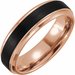 18K Rose Gold PVD & Black PVD Tungsten 6 mm Size 10 Band with Satin Finish