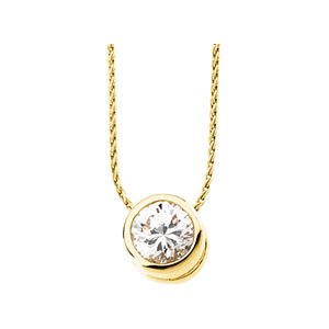 6.5mm Cubic Zirconia Solitaire Chain Slide on 18 inch Wheat Chain Ref 879696