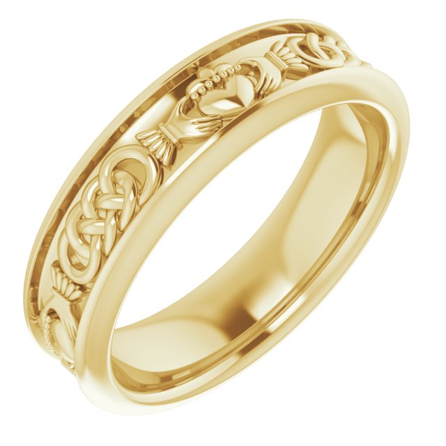 14K Yellow Claddagh Band Sze 8.5