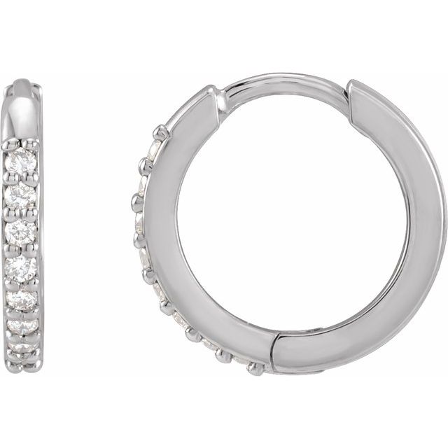 Platinum 1/8 CTW Natural Diamond 12.5 mm Huggie Earrings