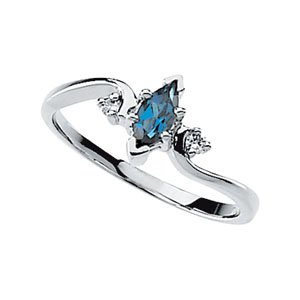 London Blue Topaz 6 x 3mm and Diamond Ring .07 CTW Ref 107294