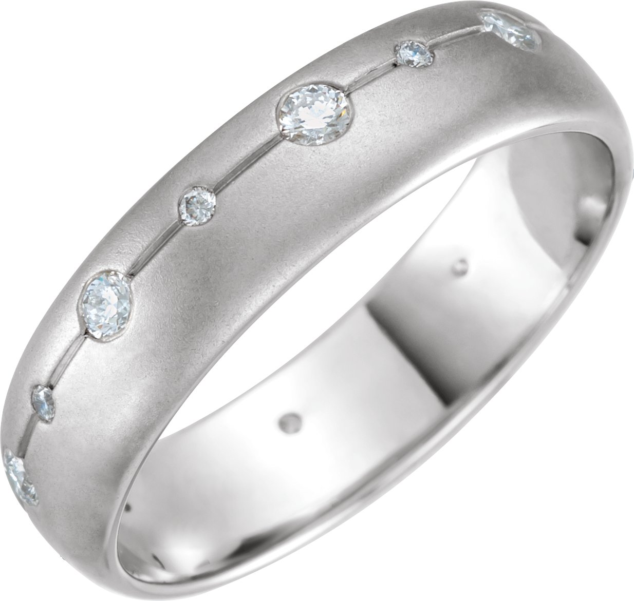 14K White 6 mm .5 CTW Diamond Grooved Band with Brush Finish Size 7 Ref 11543669