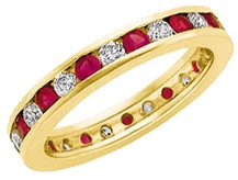 14K Yellow Ruby & 1/3 CTW Diamond Eternity Band Size 7