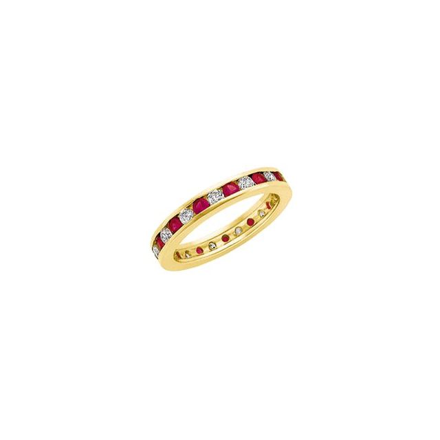 14K Yellow Natural Ruby & 1/3 CTW Natural Diamond Eternity Band Size 7