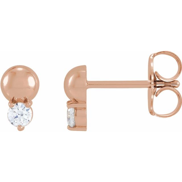 14K Rose 1/8 CTW Natural Diamond Bead Earrings