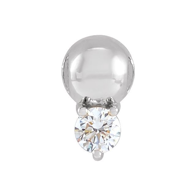14K White 1/6 CT Natural Diamond Bead Pendant