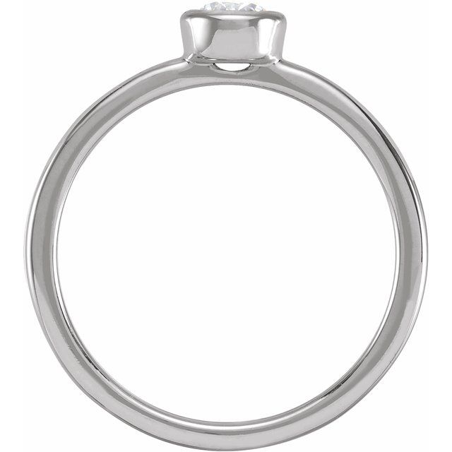 14K White 1/4 CT Lab-Grown Diamond Bezel-Set Ring