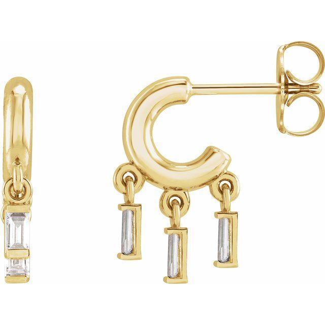 14K Yellow 1/5 CTW Natural Diamond Fringe Hoop Earrings