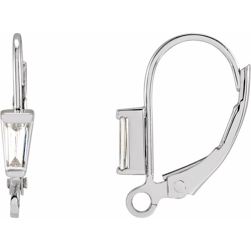 Tapered Baguette Lever Back Earring Top