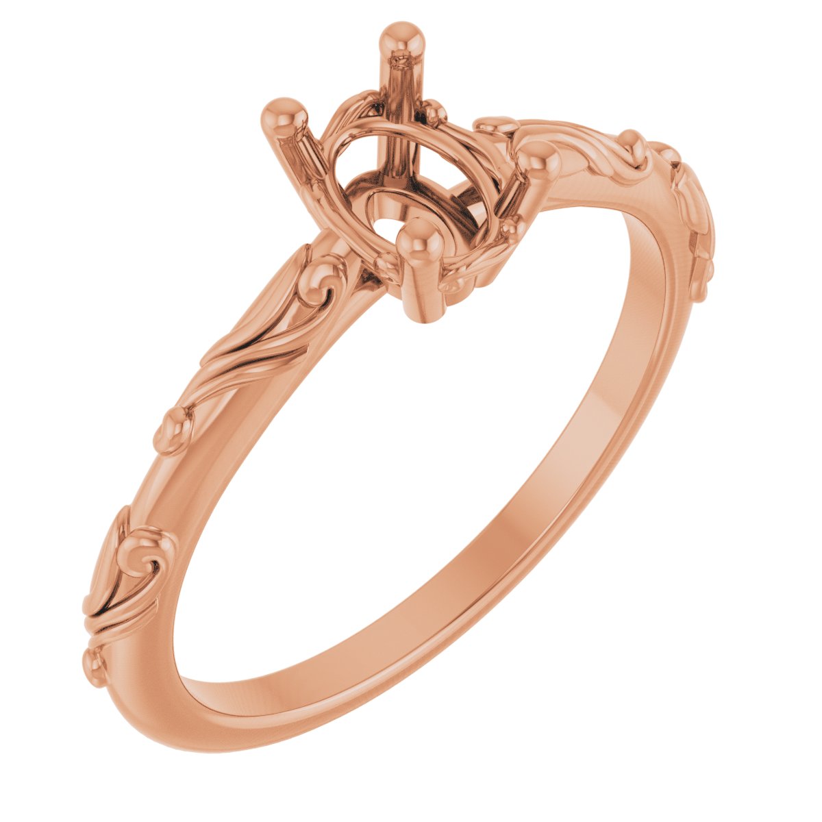 Solitaire Scroll Engagement Ring or Band