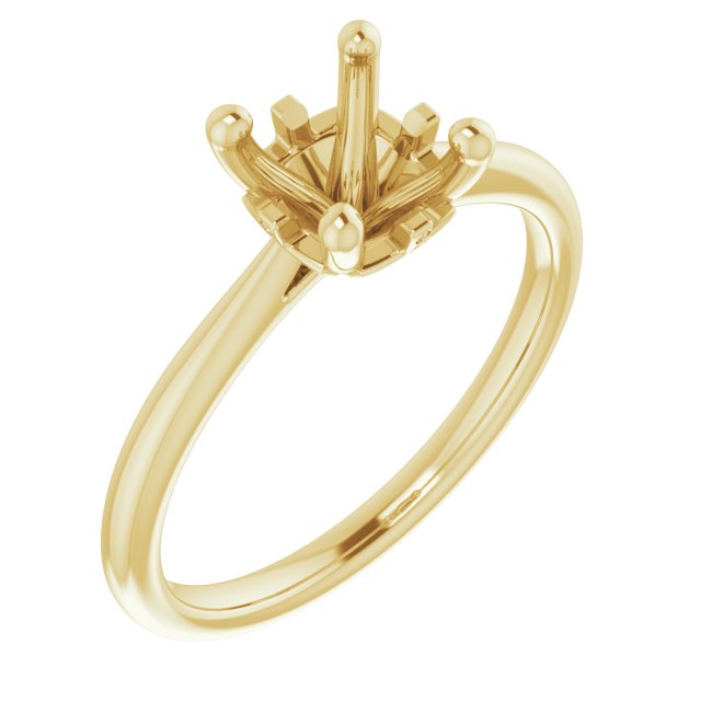 14K Yellow 7 mm Round Hidden Cross Solitaire Engagement Ring Mounting