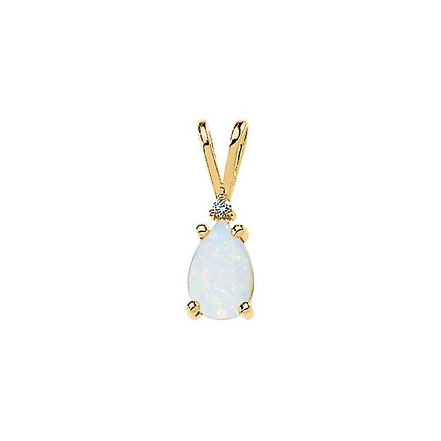 Genuine Opal Cabochon & Diamond Pendant