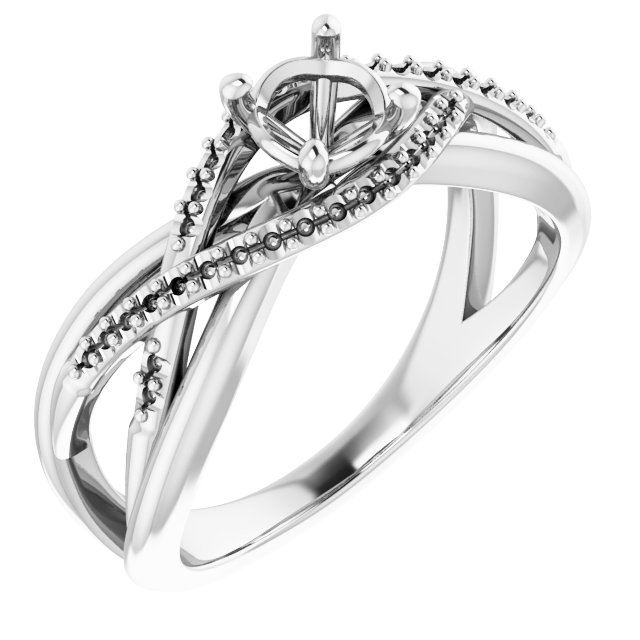 Accented Criss-Cross Engagement Ring