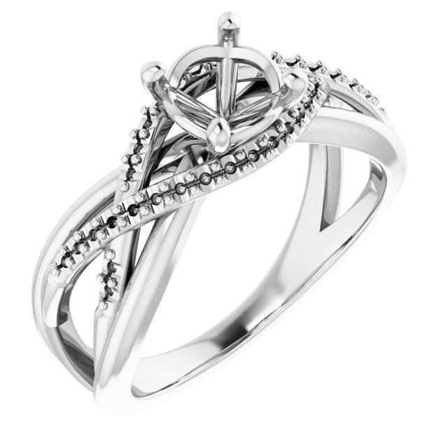 Accented Criss-Cross Engagement Ring