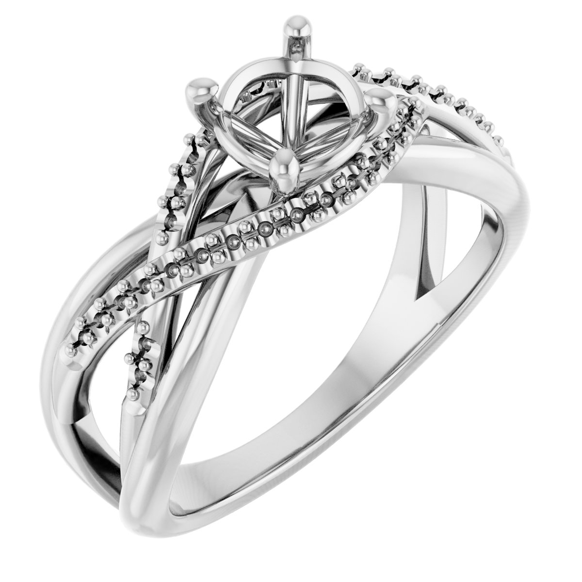 Accented Criss-Cross Engagement Ring