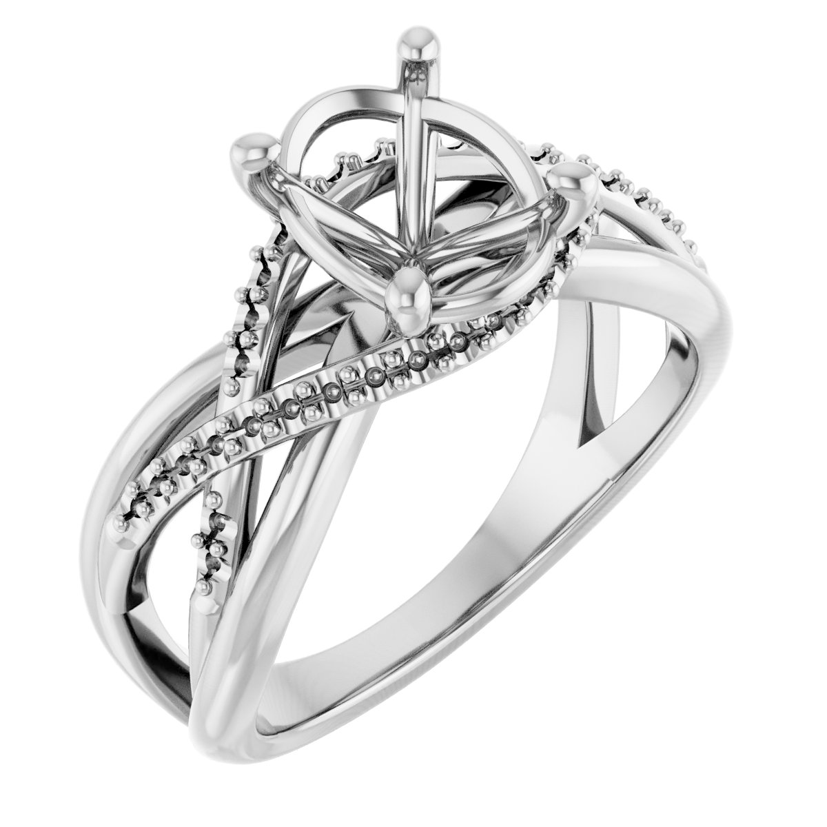 Accented Criss-Cross Engagement Ring