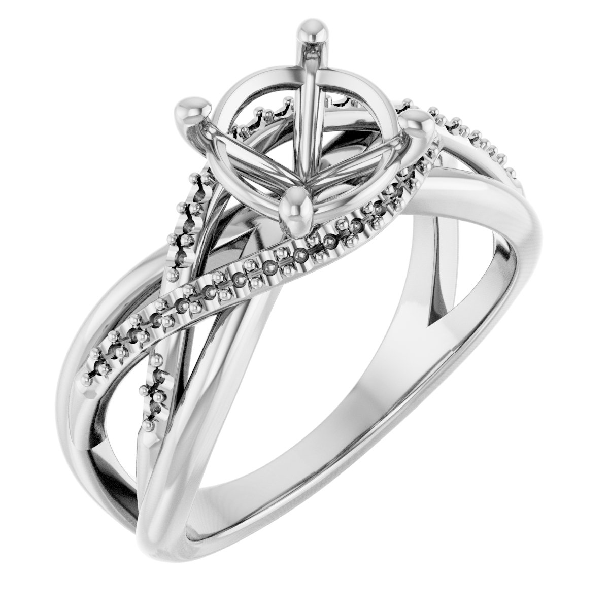 Accented Criss-Cross Engagement Ring