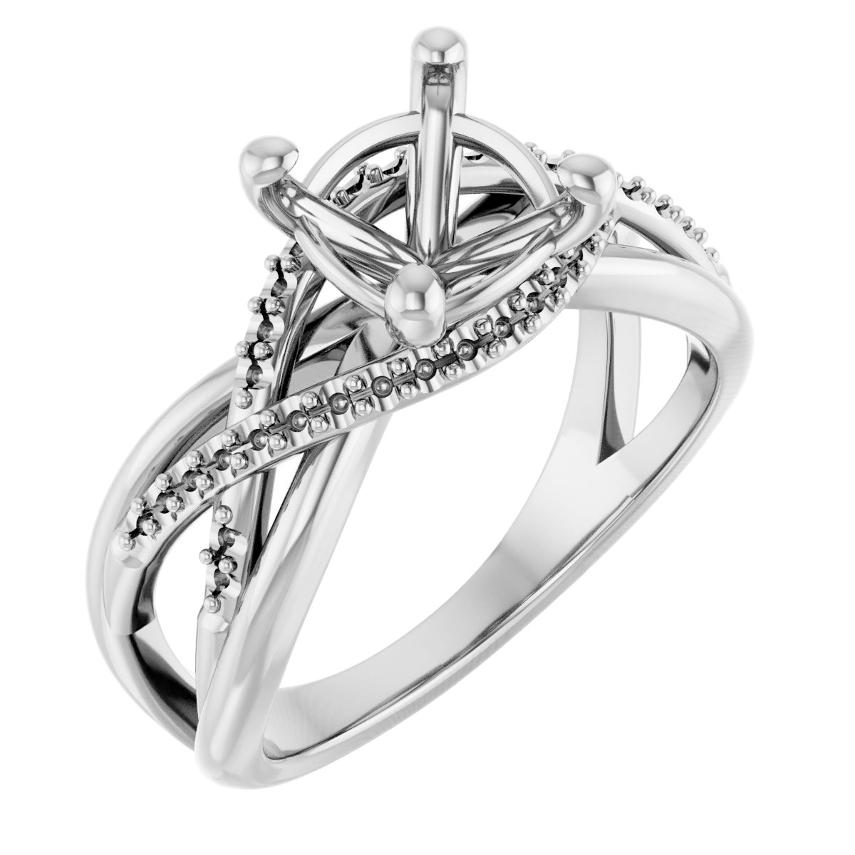 Accented Criss-Cross Engagement Ring