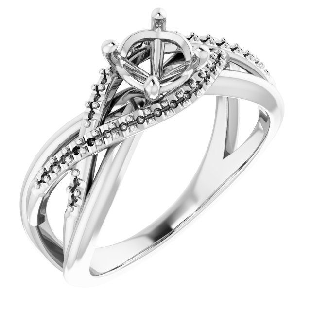 Accented Criss-Cross Engagement Ring